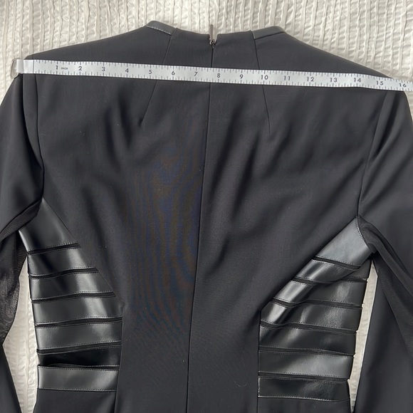 New VTG Rachel Roy Wool Leather Signature Stretch Sheath Black Mini Dress 6 M - Picture 16 of 17